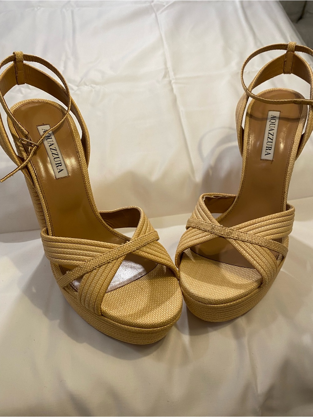 New Aquazzura Sundance Platform Sandals in Platino size 41/10 no box